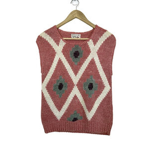 Vintage Licorice Argyle Sweater Vest Large Women Knitted By Hand Preppy 80s 90s